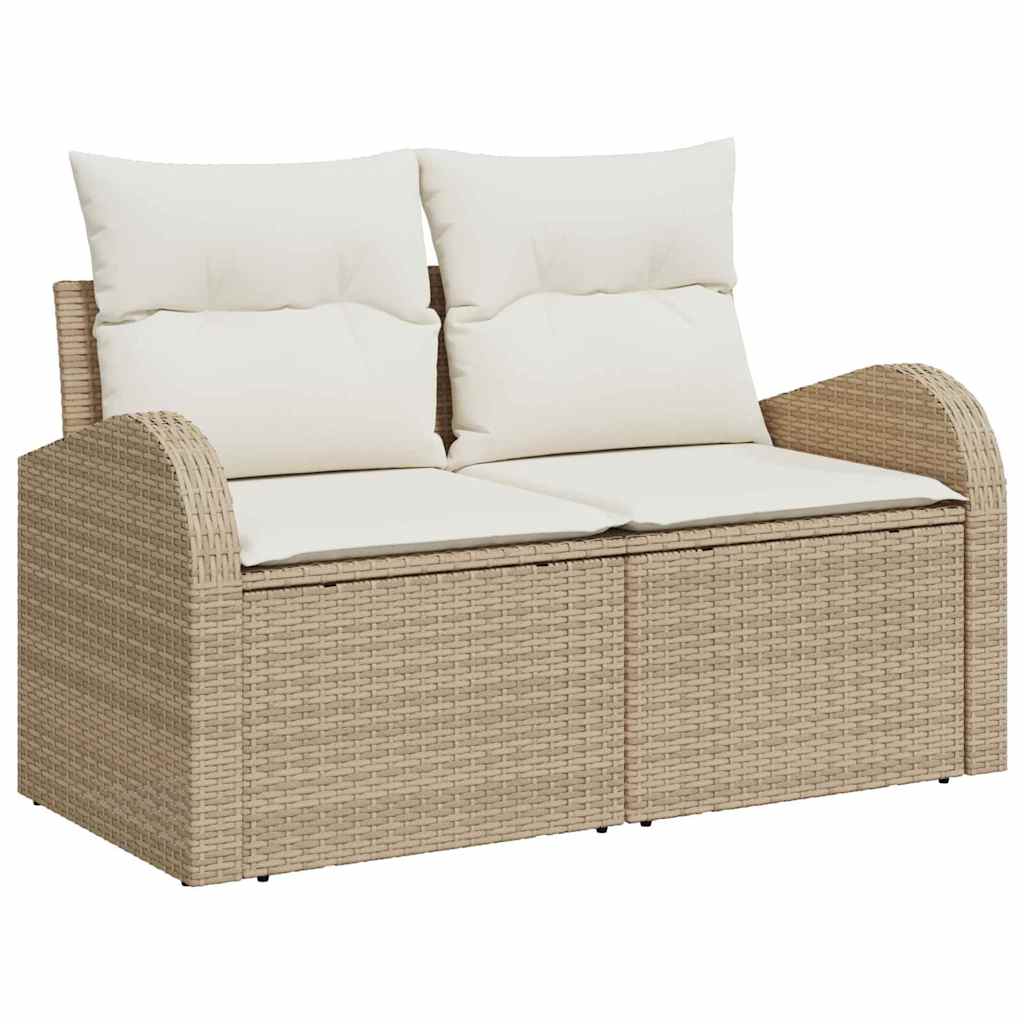 Gartensofa mit Kissen Beige 124 x 62 x 69cm Poly-Rattan